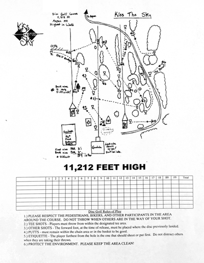 Aspen Mountain Disc Golf Course Score Card