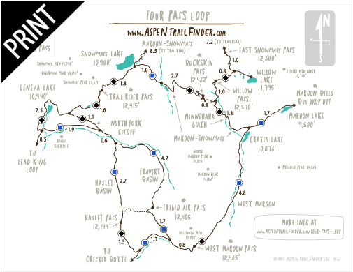 Four Pass Loop Trail Map